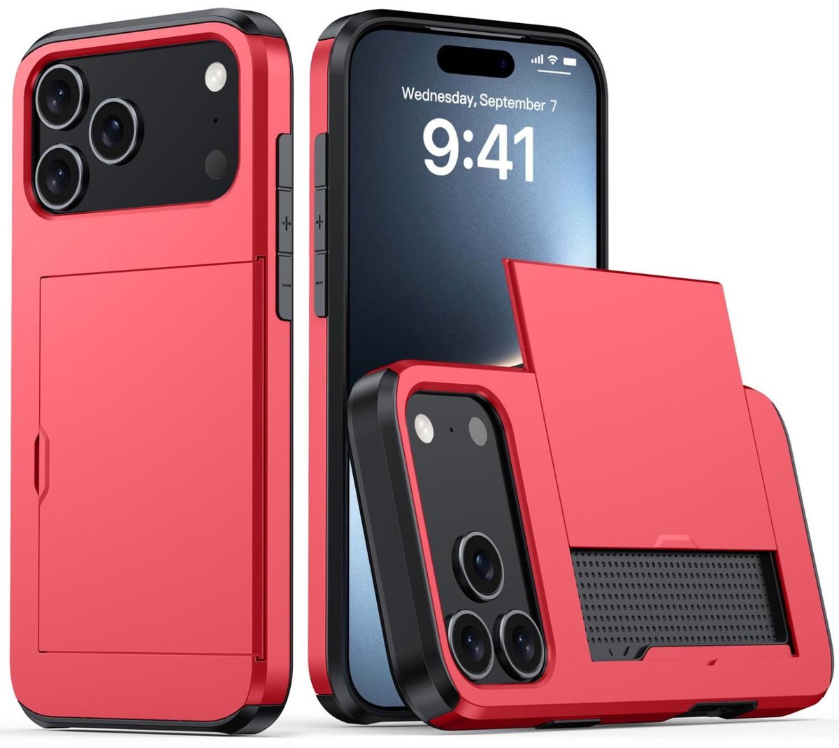Mobigear Hoesje geschikt voor Apple iPhone 18 Pro Telefoonhoesje met Kaarthouder Hardcase | Mobigear Card Backcover Shockproof met Pasjeshouder | Kaarthouder voor 2 Pasjes | Hoesje voor Pinpas / OV Kaart / Rijbewijs | Schokbestendig iPhone 18 Pro
