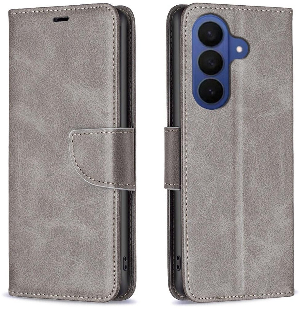 Mobigear Telefoonhoesje geschikt voor Samsung Galaxy S26 FE Hoesje | Mobigear Excellent Bookcase Portemonnee | Pasjeshouder voor 3 Pasjes | Telefoonhoesje voor Pinpas / OV Kaart / Rijbewijs - Grijs