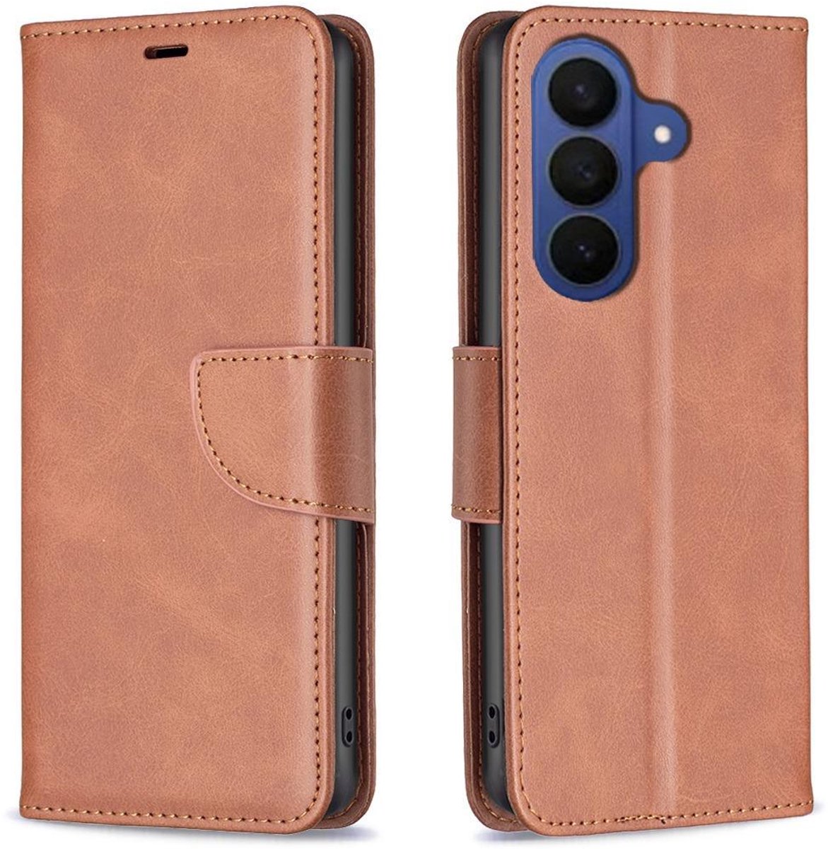 Mobigear Telefoonhoesje geschikt voor Samsung Galaxy S26 FE Hoesje | Mobigear Excellent Bookcase Portemonnee | Pasjeshouder voor 3 Pasjes | Telefoonhoesje voor Pinpas / OV Kaart / Rijbewijs - Bruin