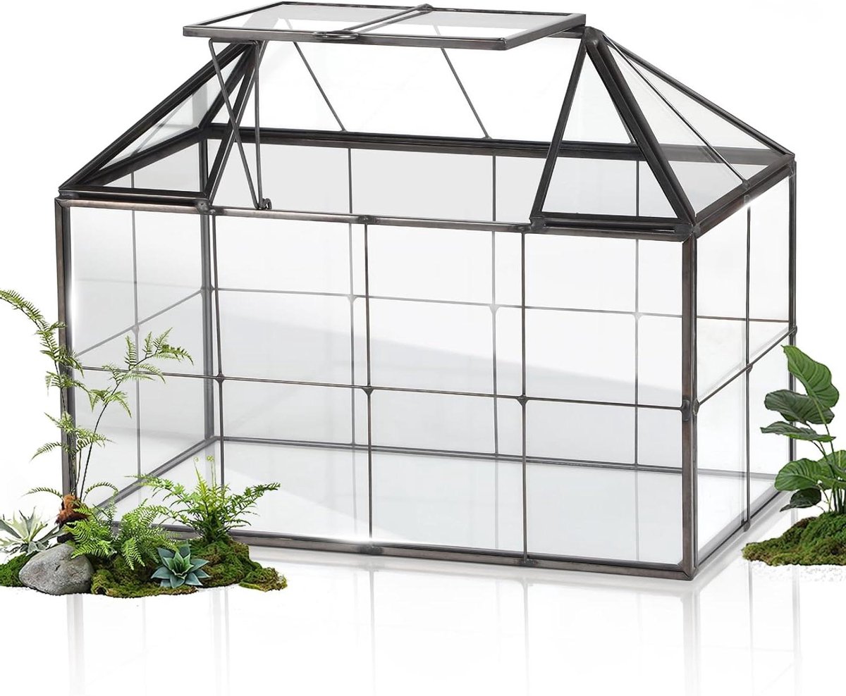 Mini Broeikas - Plantenterrarium Glas - Kleine Planten Kweken - Huisvormig Design - 233 x 136 x 18 cm