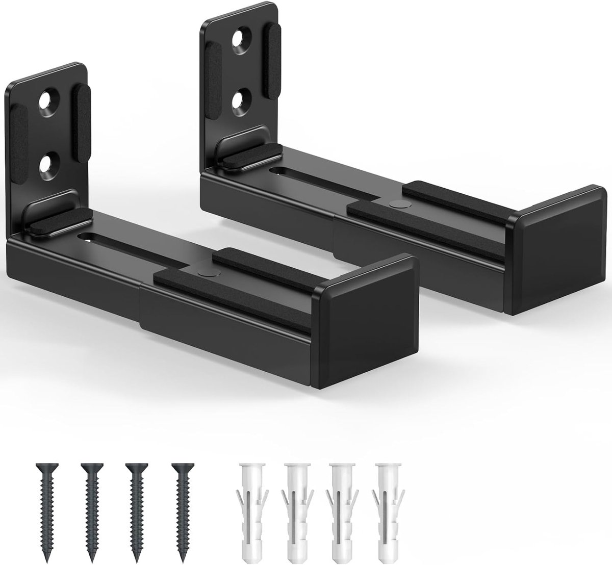 Soundbar wandmontagebeugel, dubbele luidspreker wandmontage, verstelbare diepte 9-15,4 cm (3,5-6,1 inch), belastbaar tot 15 kg (33 lbs), soundbar-montageset, zwart