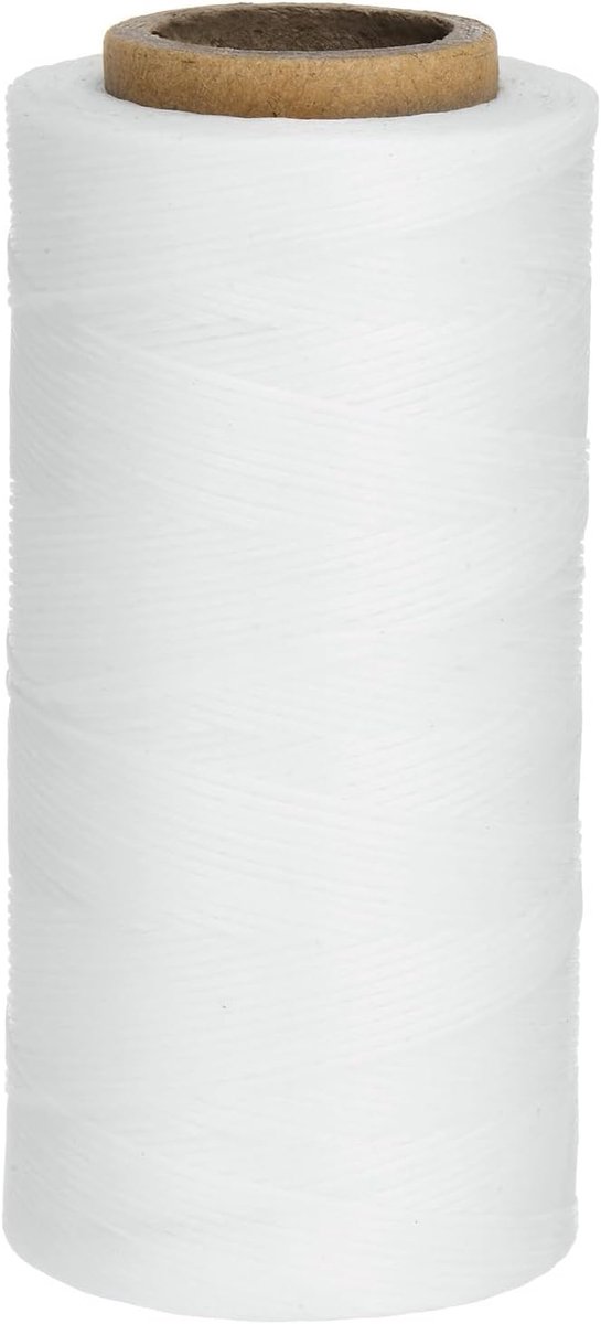 150D gewaxte polyester draad 0,8 mm leer naaien waxkoord van leer voor naden, binding en handwerk - Wit