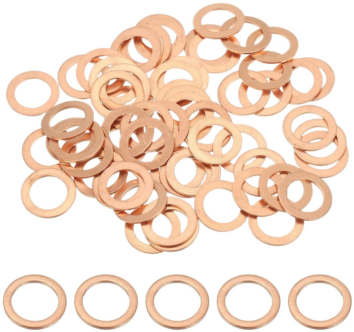 M12 Koperen afdichtring, 50 stuks 12 mm ID 18 mm OD 1 mm dikte metrische platte afdichting sluitring crush washer voor schroeven bouten olieaftap