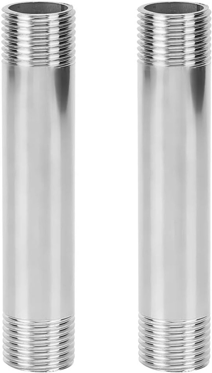 2 Stks Roestvrij Staal Buisfittingen Gelijke Diameter Schroefdraadgegoten Buis Tepelconnector Pijpleidingen Loodgietersfittingen G1/2 Male Thread