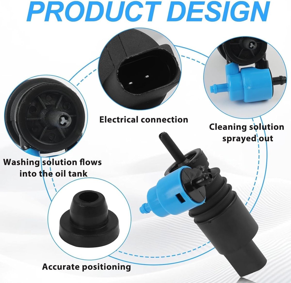 12 V, compatibel met VW Golf 4, 5, 6, 7, Polo, Passat, Audi A3, A4, A6, BMW 3-serie, ruitenwisserpomp Mercedes-Benz B-klasse, ruitenwisserpomp voor voor- en achterruit