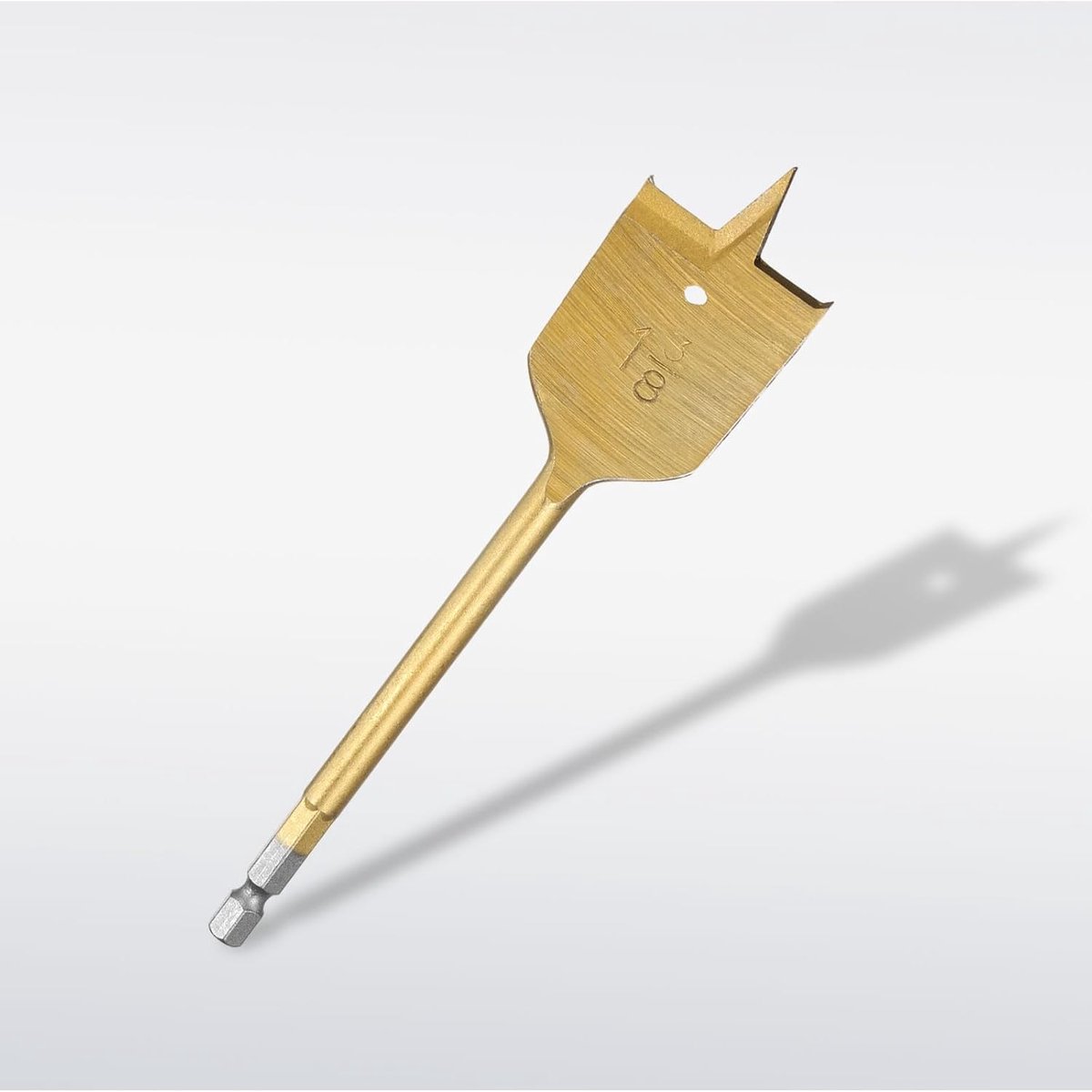 Platte boor van 1-3/8 inch voor hout met 1/4 inch zeskantschacht voor snel wisselen voor houtbewerking en glasvezel, goudtint