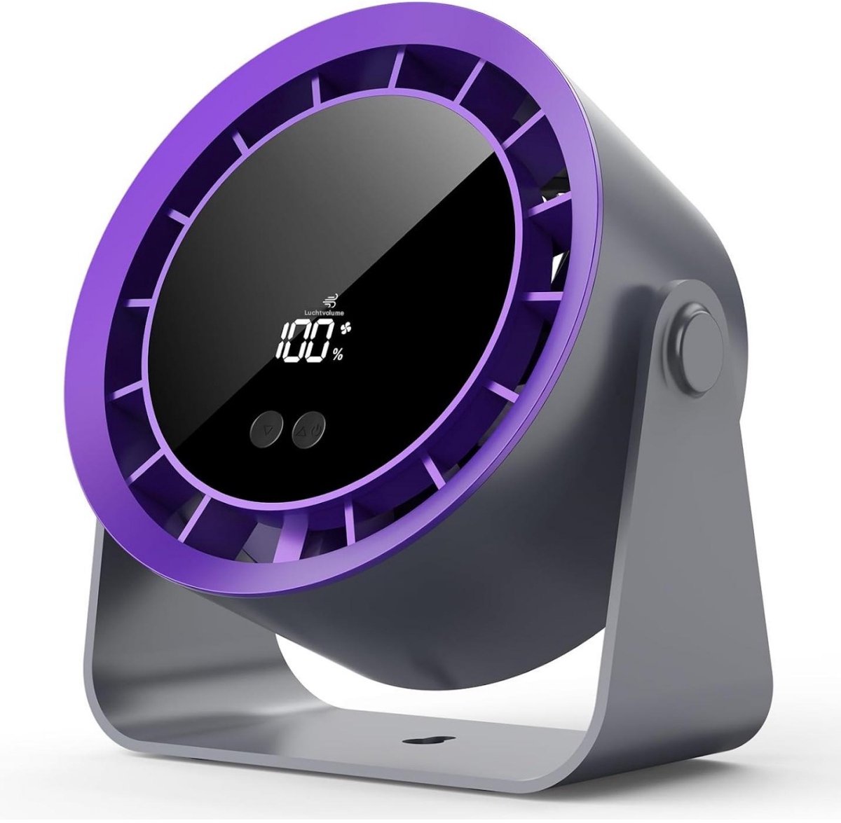 GELLDG Leise Turbo Tafelventilator met Digitaal LED-display, 100-Staps Instelbaar & 360° Kantelbaar - 3600mAh USB-Oplaadbaar - Klein en Draagbaar - Geschikt voor Bureau, Slaapkamer, Thuis en Buiten - Kunststof