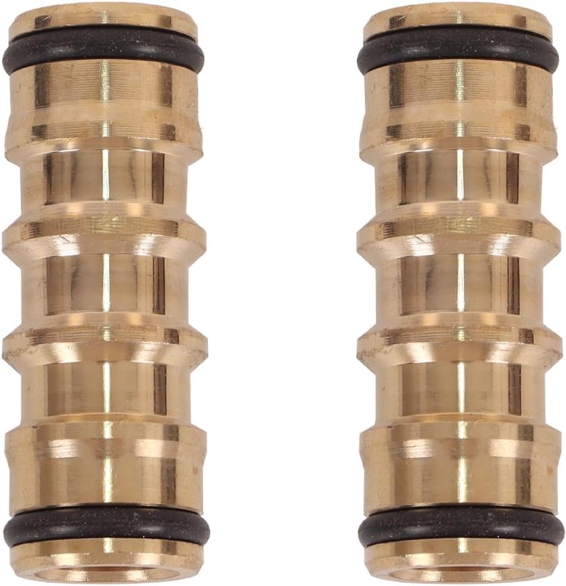2 stuks messing dubbele mannelijke slangaansluitingen (1/2 inch) - Verlengstuk voor tuinslangverlenging