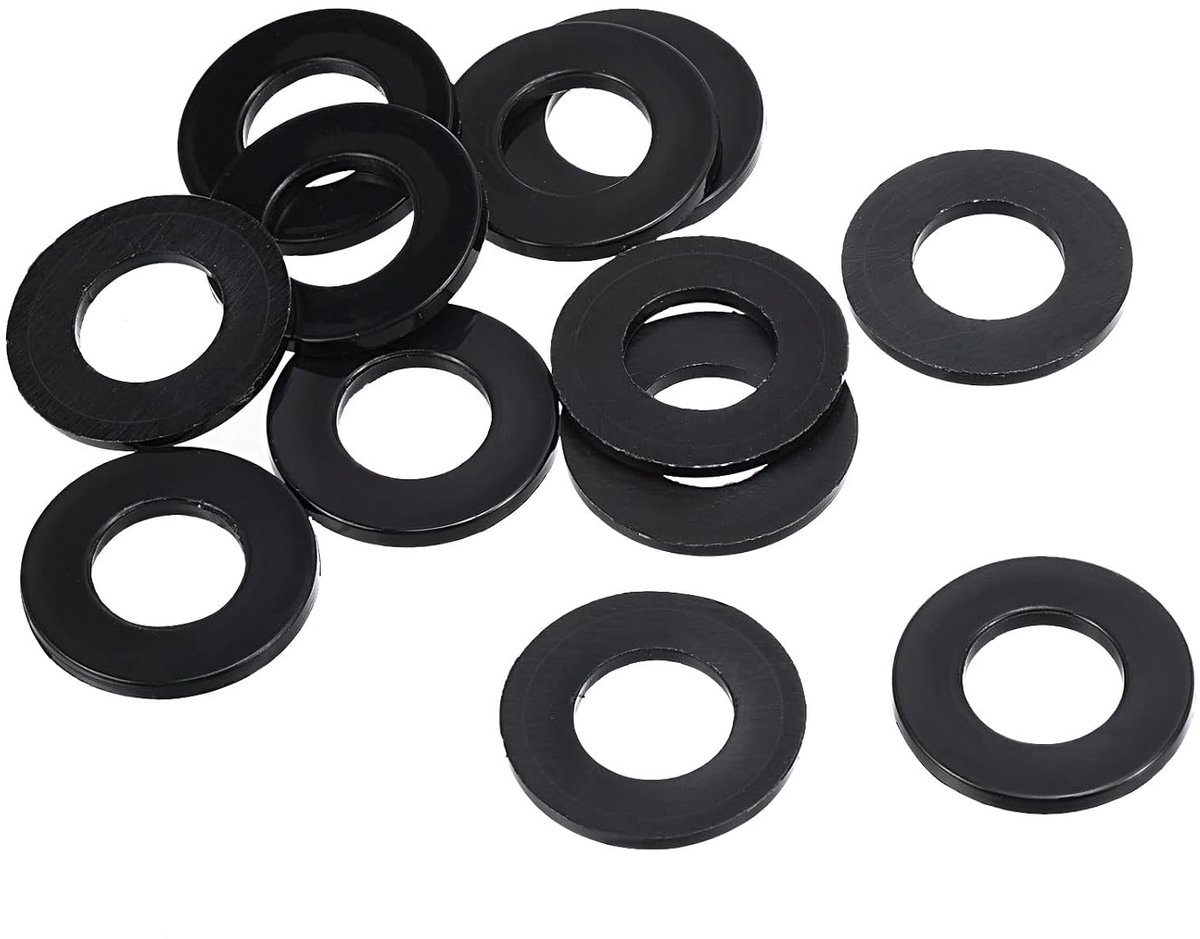 Platte sluitring 12 mm ID 24 mm AD afdichting afstandhouder afdichtring voor waterleiding waterslang bevestiging bouten zwart