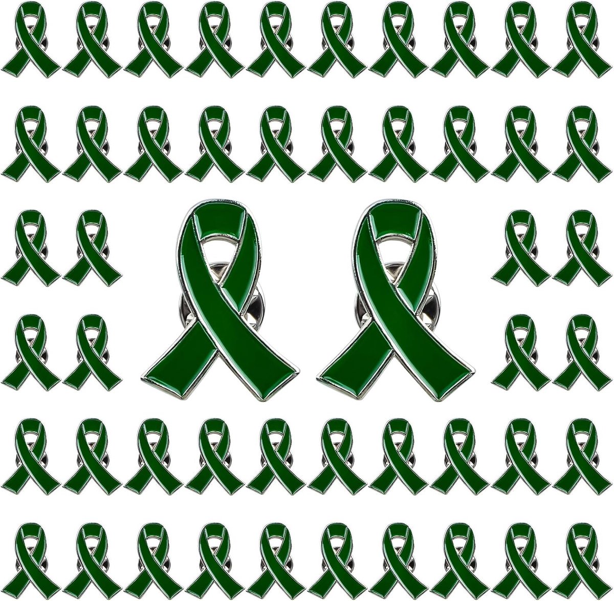 20 stuks groene lintspeld, gezondheidsbewustzijn reversspeldje groen lint broche groene reversspeldjes hoop pinnen emaille sieraden pinnen voor decoratie (50, Groen)