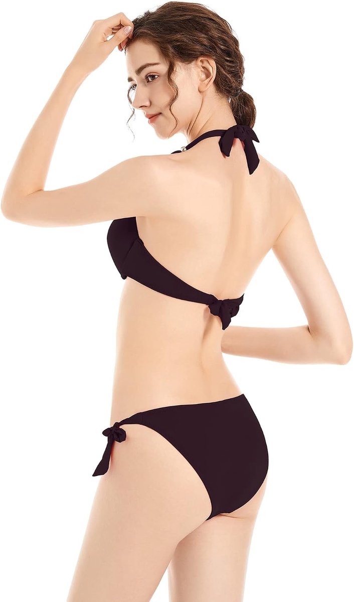 zijgebonden bikiniset afneembare badmode push-up bikinitop met nekdrager