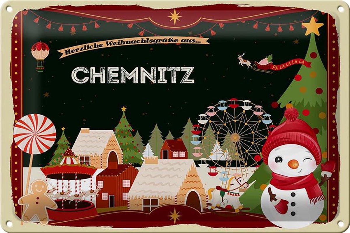 Blechschild Weihnachten Grüße CHEMNITZ 30x20cm