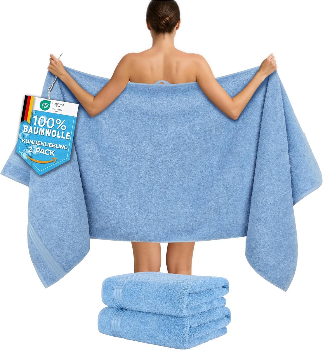 SnelShoppen - Saunahanddoek Set 2-delig 80x200 cm, 100% Katoen, 500 GSM, Ideaal voor Sauna, Wellness, Zwembad, Strand, Luxe en Comfort