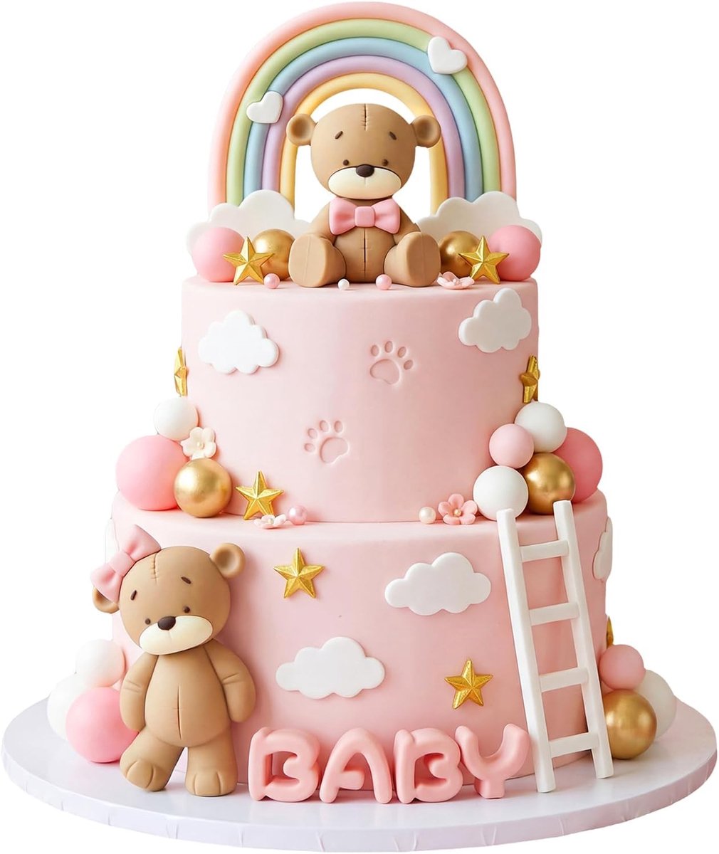 roze beer, 25 stuks, taarttoppers, kinderverjaardag, schattige mini-beer, taartdecoratie, ballen, schattige taarttopper voor kinderen, themaverjaardagsfeesten, accessoires