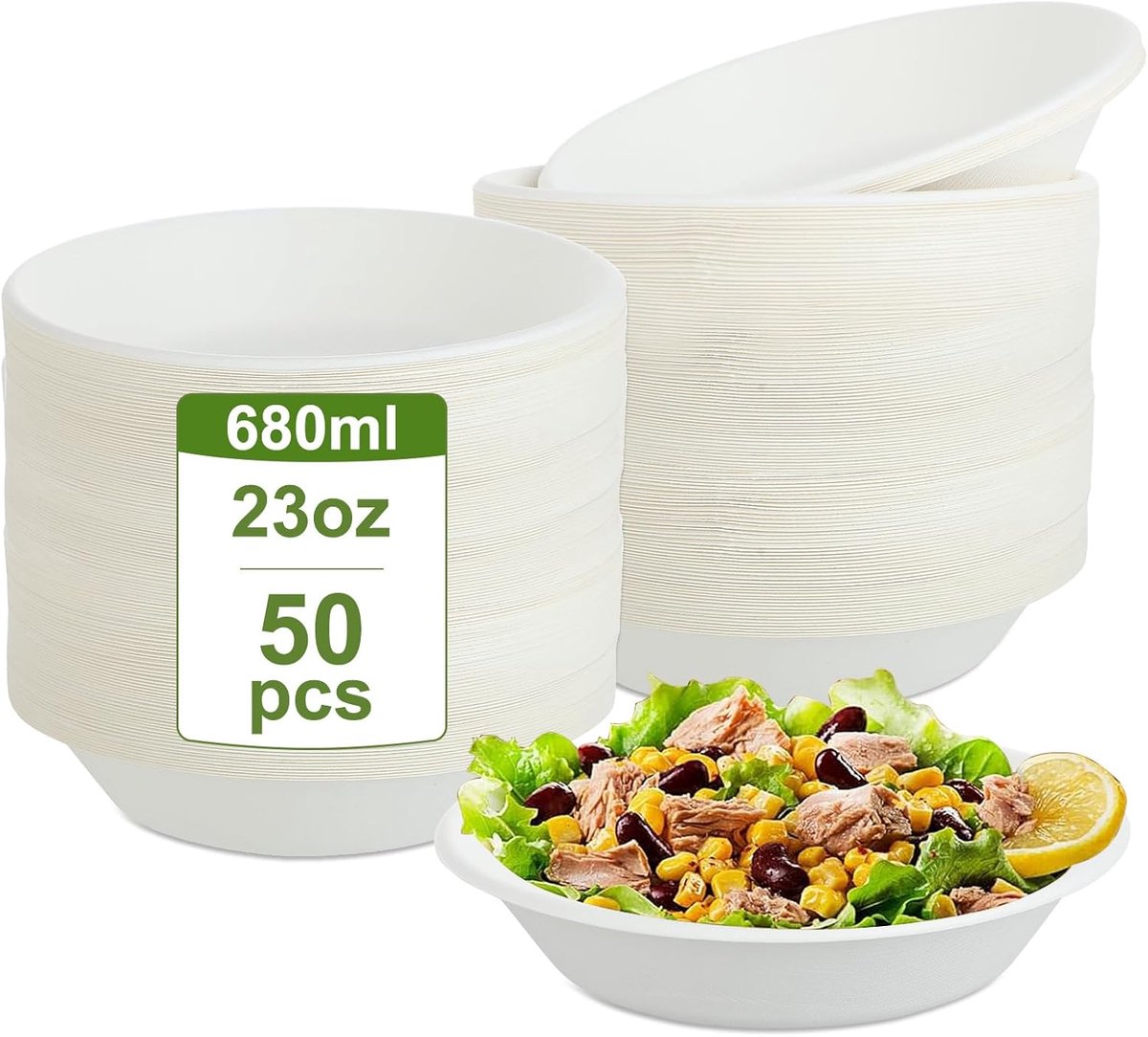 50 stuks wegwerpschotels – kartonnen schalen soepkommen – 680ML soepkommen wegwerp（23oz） – wegwerp soepkom – soepkom voor feest en picknick