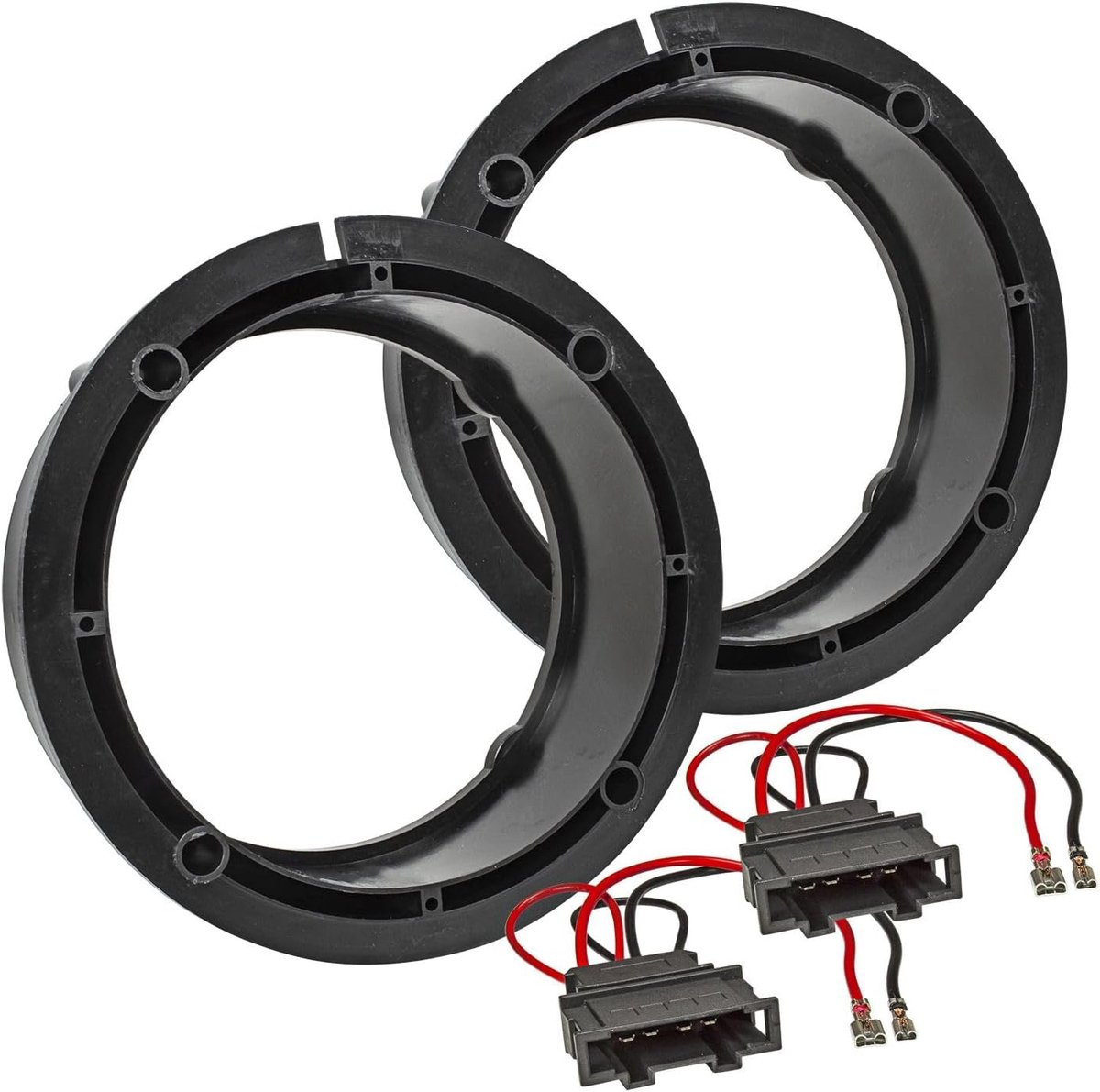 tomzz Audio 2857-001-1 Luidspreker Ringen Adapterkabel Compatibel met VW Golf 4 Passat 3B BG Polo 9N 165mm DIN Luidsprekers, Paar