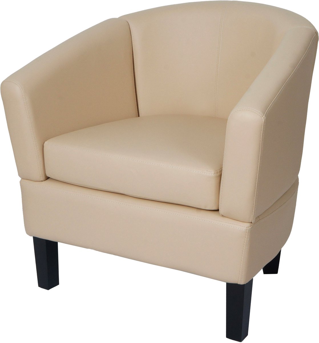 Loungefauteuil MCW-O17, fauteuil, clubfauteuil, cocktailfauteuil, MVG-gecertificeerd kunstleer ~ crème