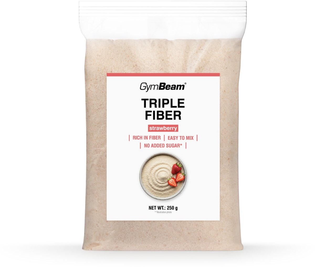 GymBeam Drievoudige vezel 250 g aardbei