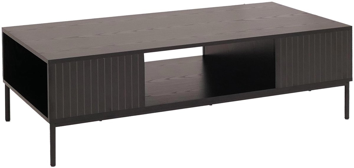 MCW TV-rek MCW-O39, TV-standaard TV-tafel lowboard TV-meubel plankvakken, melamine MDF 39x120x60cm ~ hout look zwart