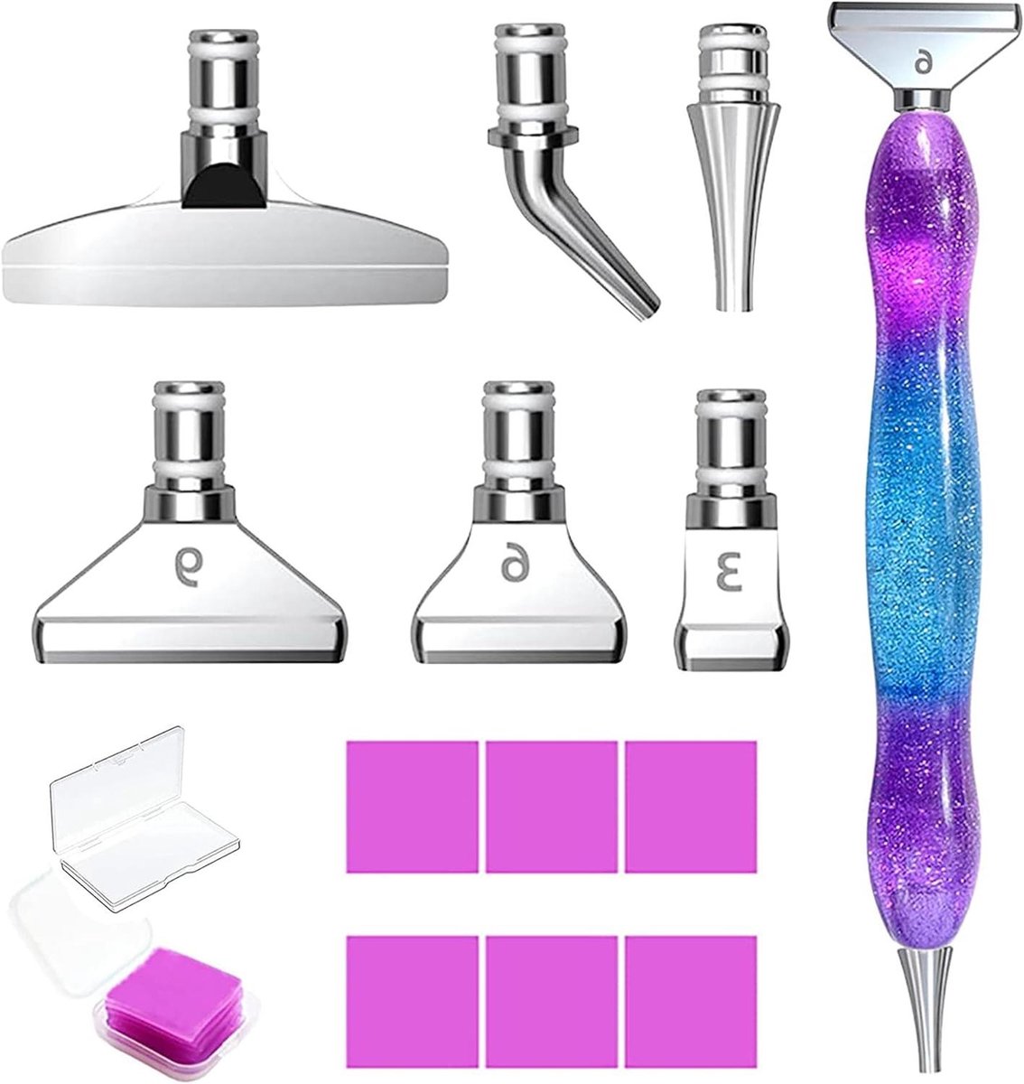 Diamant Schilder Pen - Boorpen Set - Hobby Knutselen - Ergonomisch Ontwerp - 6 Stijlen Koppen - Metaal