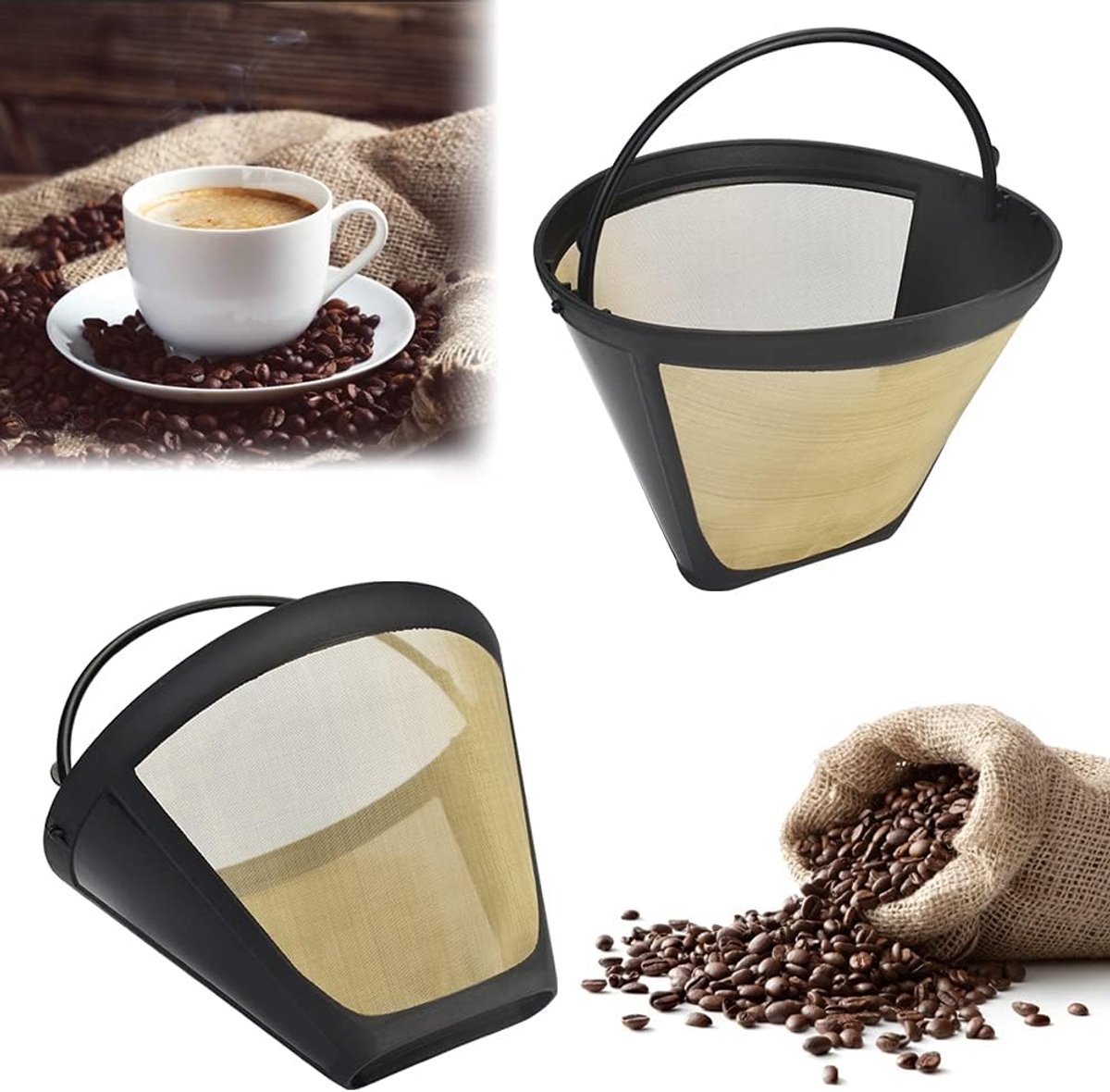 2 stuks koffiefilter universele permanente koffiefilters