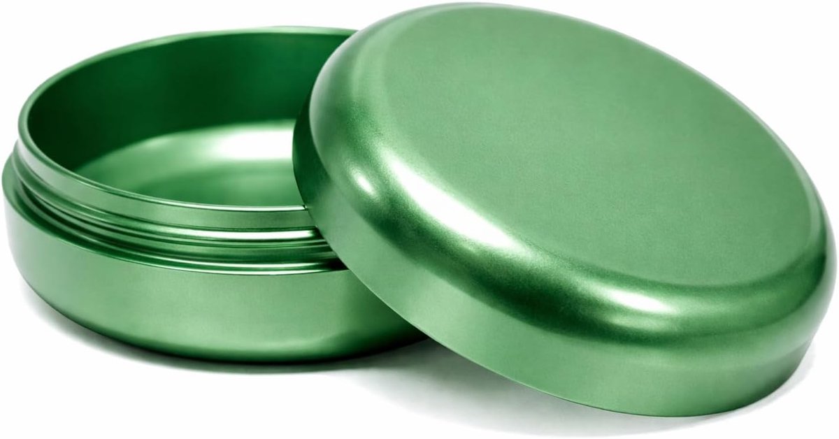 Metalen doos voor kruiden, pillen en specerijen | geurloos en waterdicht | aluminium metaal | Premium Stash transportbox | Hoogwaardige tube box opslag | Clean Design (groen, 55 x 23 mm)