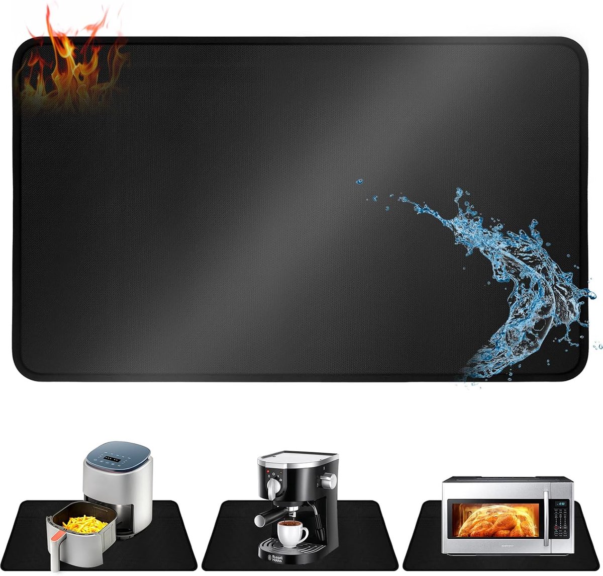 Hittebestendige mat 60 x 40 cm | Beschermende mat voor keukenplaat, brandvertragend voor luchtfriteuse, antislip, geïsoleerd