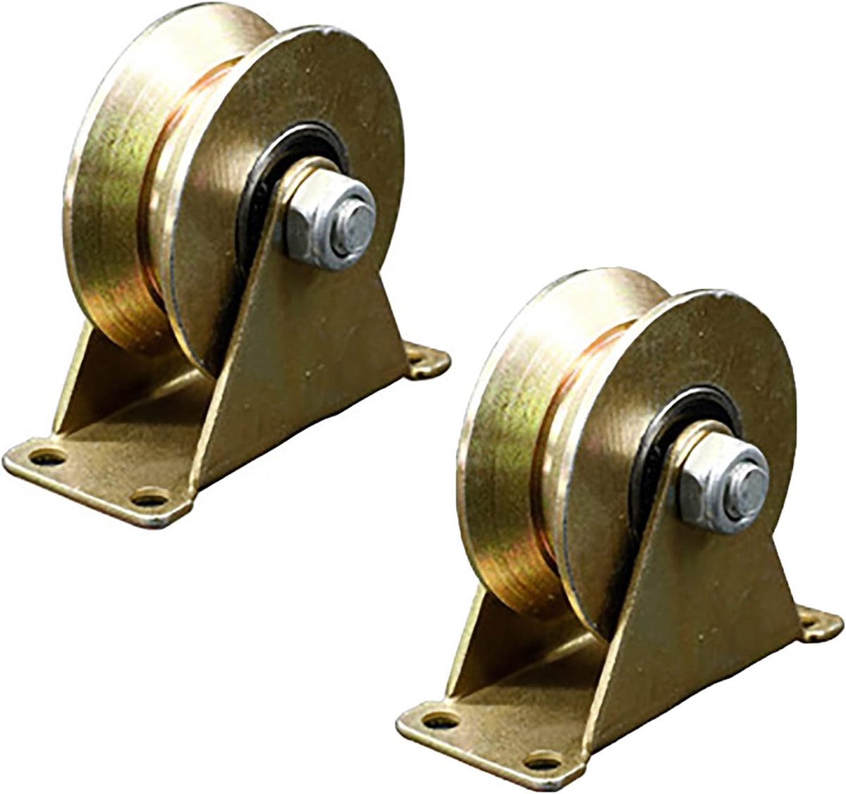 2 stuks V-groefpoortwiel, Heavy Duty stijve zwenkwiel met beugel, V-type wiel, stijve railwielen, dubbele lager, voor omgekeerde baan, industriële machine, maximale belasting 300 kg