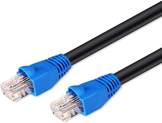 outdoor netwerkkabel, CAT.6-patchkabel voor buiten, water- en uv-bestendig, 20,00 meter, zwart