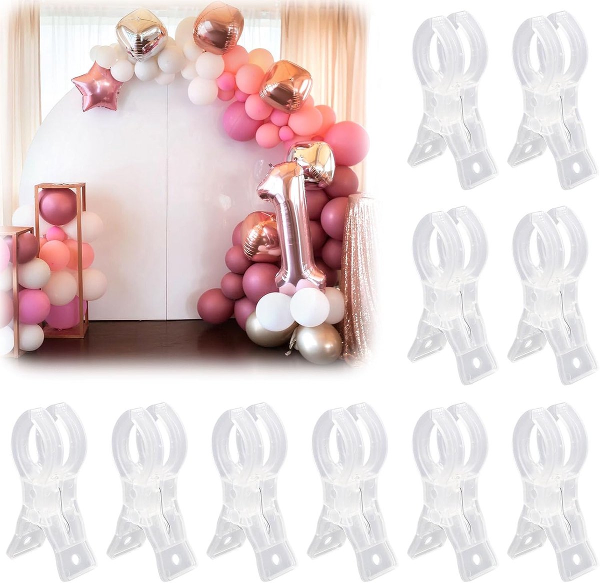 Veerklemmen Transparante Stevige Clips voor Ballonbogen Fotografie Knutselen Verlovings- Bruiloftsachtergronddecoratie
