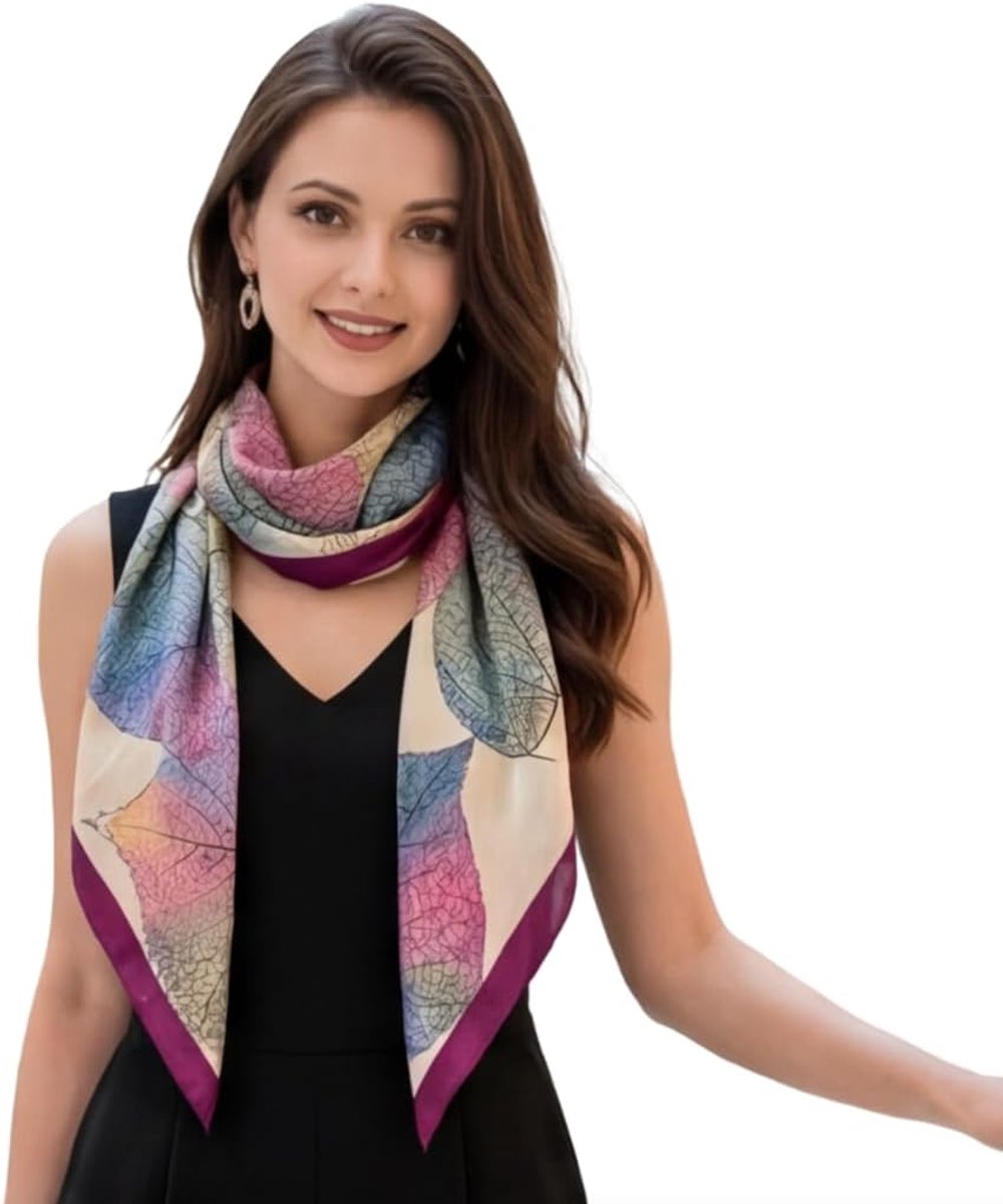 zijden doek paars beige klassieke stijl halsdoek zijde formele gelegenheden doek omslagdoek licht 90x90cm cadeau voor haar