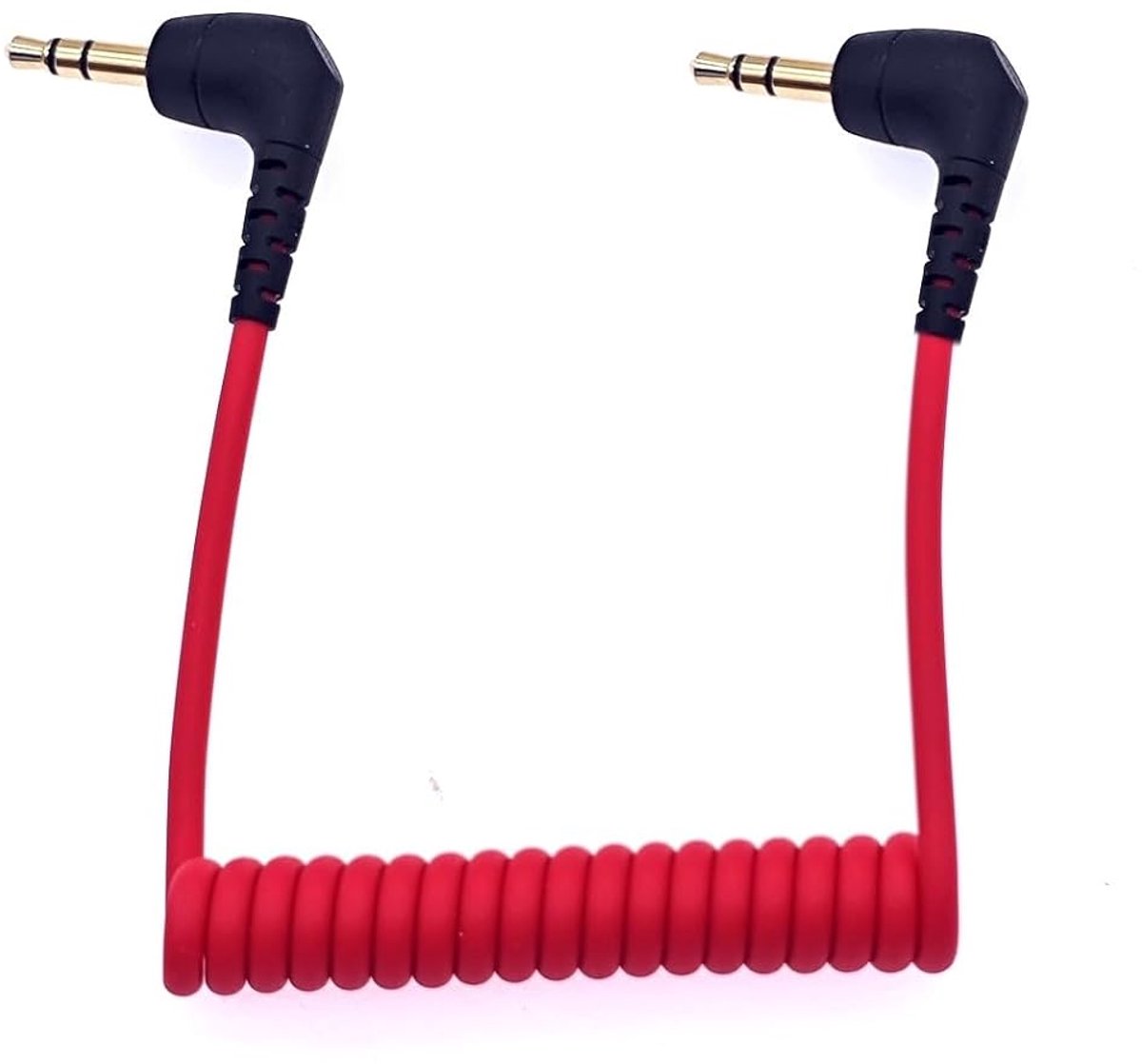 SC2 3.5 mm TRS naar TRS microfoonkabel, 3.5 mm opgerolde haakse audiokabel voor Rode VideoMicro, camera, recorder