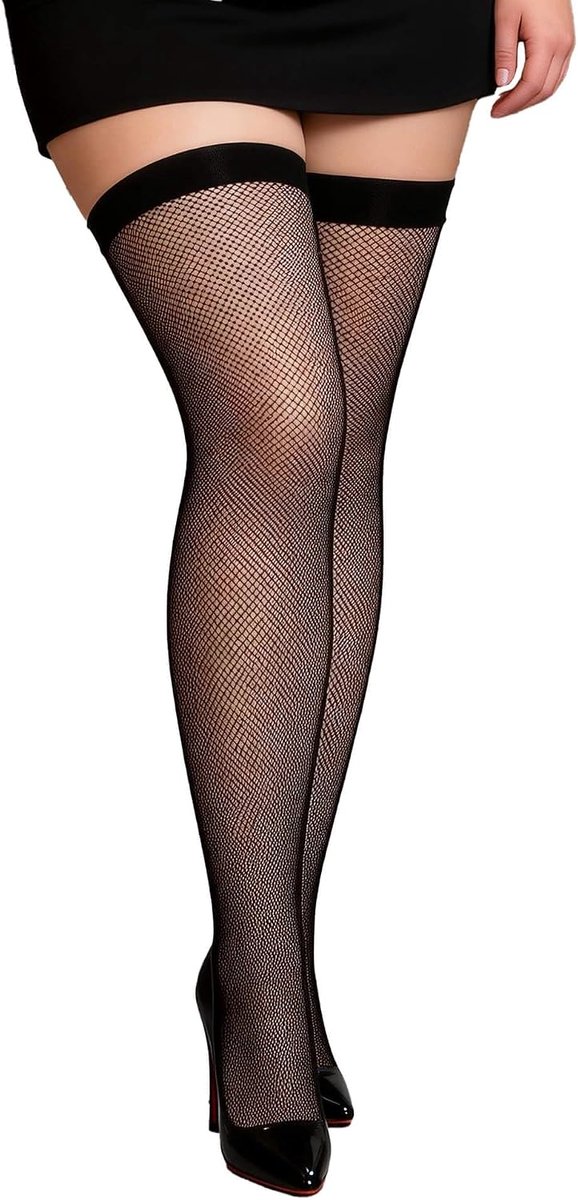 comeondear Halterloze elastische kousen voor dames, oversized, pantykousen, netkousen voor jarretelgordel