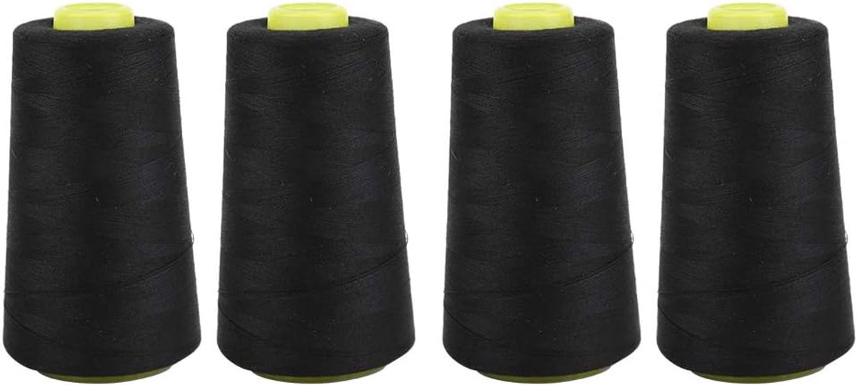 3000 Yard Overlockgaren Praktisch Wit en Zwart Polyestergaren Duurzaam Stevig Comfortabel Machinaal naaien Naaiprojecten voor Overlockborduurwerk(black)