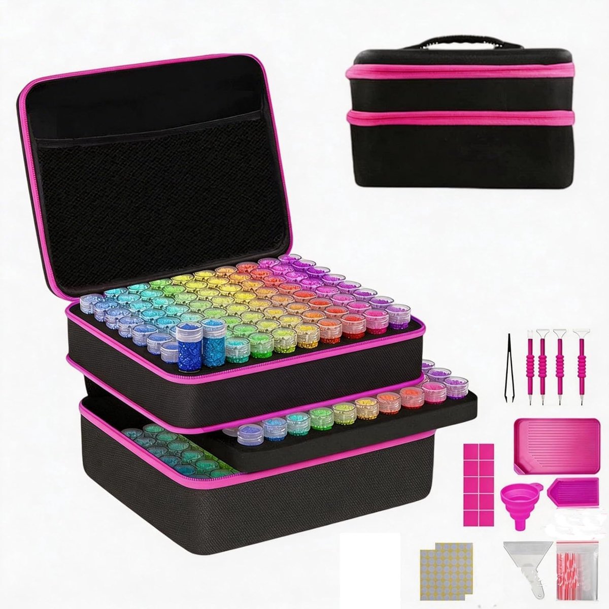 Diamond Painting Kit, opbergdoos voor diamantschilderij, 240 stuks, accessoiredozen voor diamantschilderij met trechter