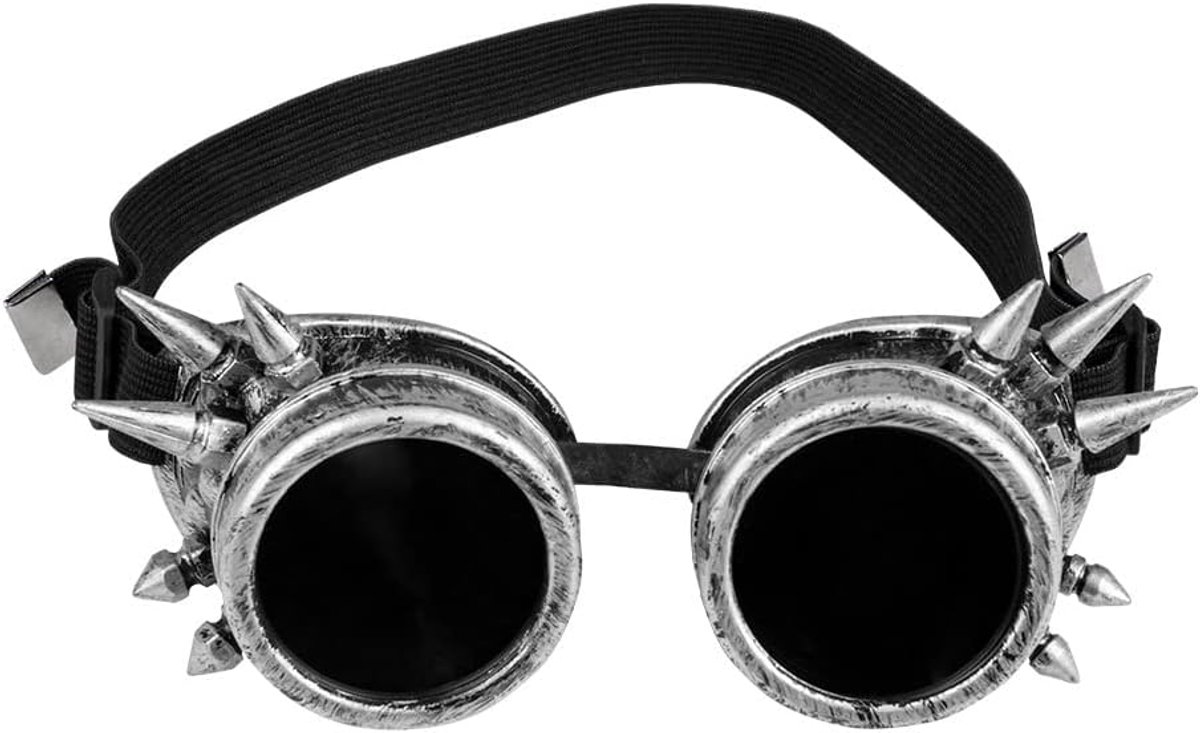 - Bril cyberpunk, retro, spacy, steampunk, spikes, elastiek, carnaval, halloween, themafeest, accessoires voor kostuums | Retro steampunk-accessoires voor carnaval, Halloween en themafeesten