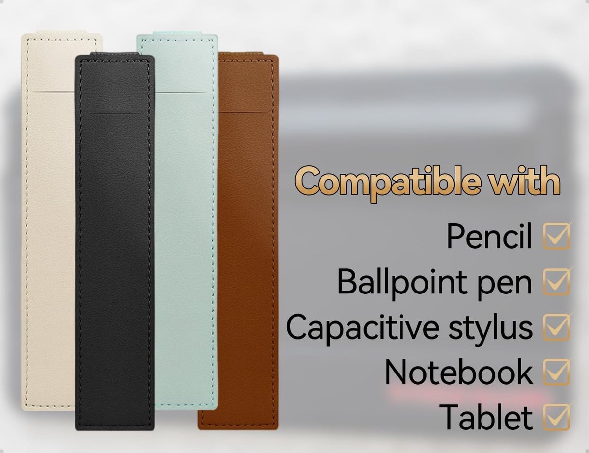 Set van 4 pennenhouders, notitieboeken, herbruikbare pennenhouder, leren etui met elastiek, voor kantoor en thuis, notitieboeken, agenda's en tablets (4 kleuren) — cadeau in Cadeau-ideeën - foto 4