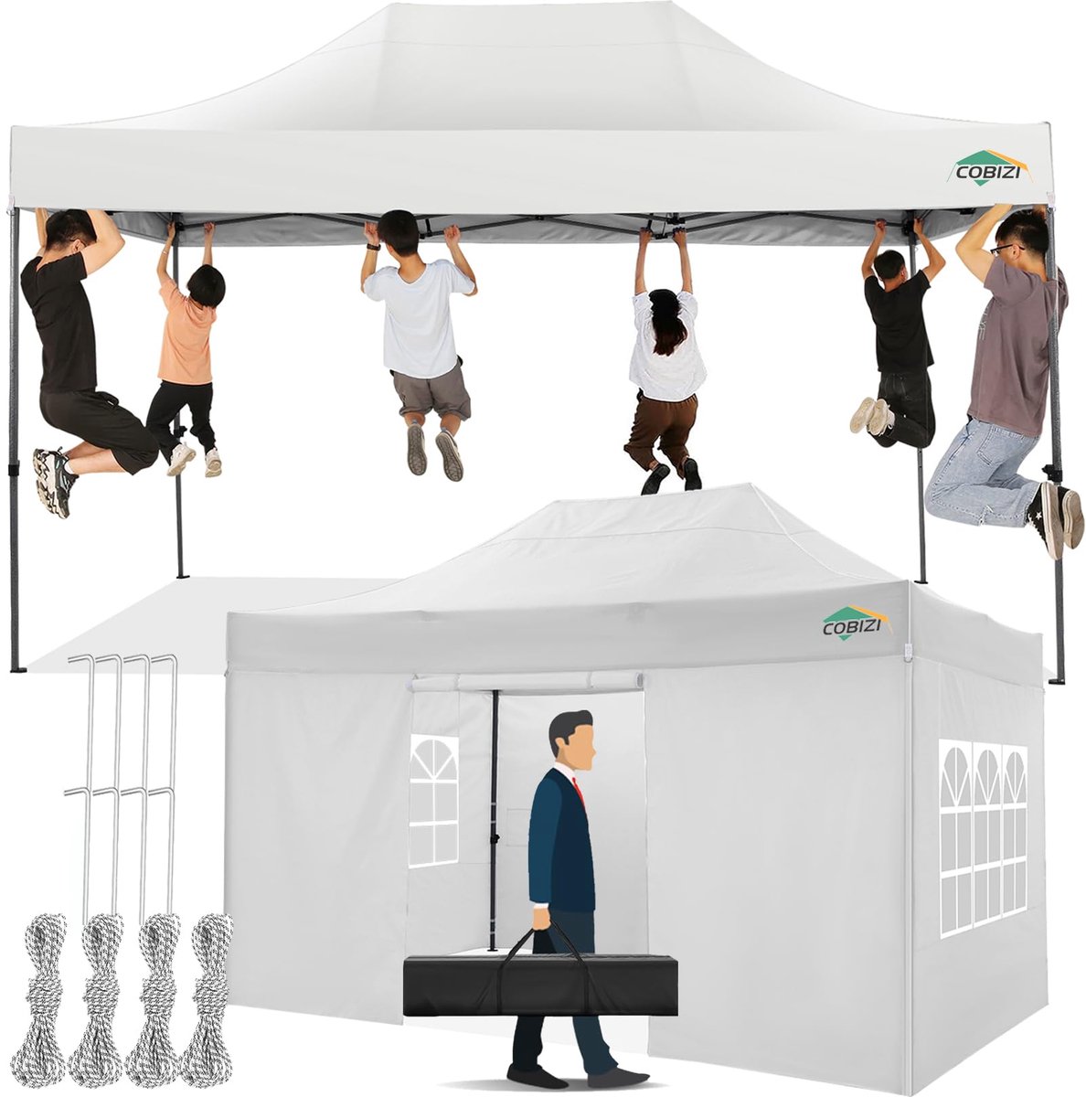 SnelShoppen - Pop-up Vouwpaviljoen 3x4,5m - Waterdicht, Stabiel & Winterbestendig - Inclusief 4 Zijwanden - Opvouwbare Partytent voor Bruiloft, Campin