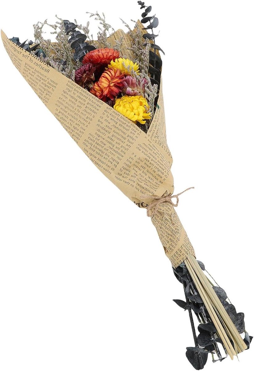 Gedroogd boeket - Droogbloemen decoratie - Woonkamer verfraaien - Natuurlijk luchtgedroogd - Met steel - Multicolor