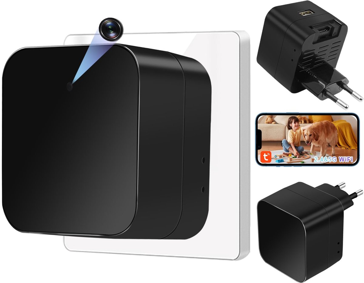 SnelShoppen - Verborgen Spionagecamera USB-Oplader met Wifi 5G, Mini 1080p Beweging Detectie en Loopopname voor Thuis, Kantoor, Veiligheid