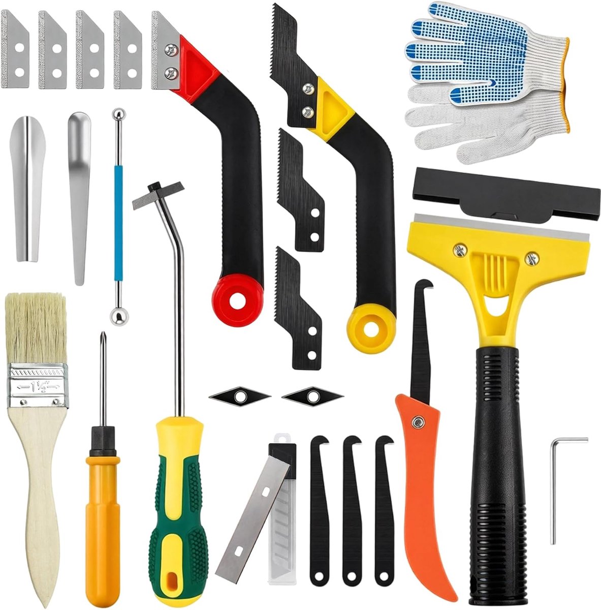 SnelShoppen - 33 Tile Joint Scraper, Grout Scraping Tool met 8 Vervangbare Bladen, Ideaal voor Badkamer, Tiling, Keuken, Hoge Kwaliteit en Duurzaam