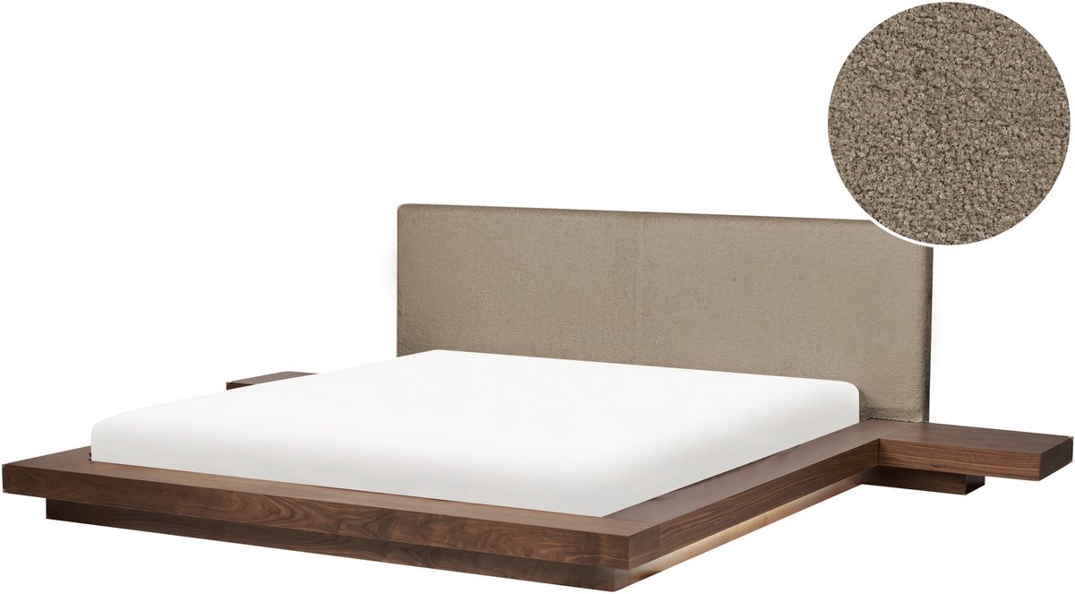 ZEN - Tweepersoonsbed met LED - Taupe/Bruin - 180 x 200 cm - MDF