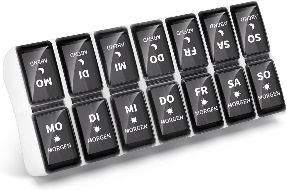 Pillendoos voor 7 Dagen met 14 Compartimenten, Ochtend en Avond, Verwijderbare Medicijnbox voor Organisatie