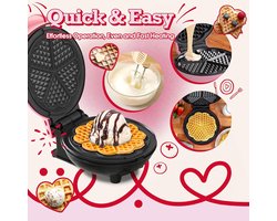SnelShoppen - Mini Wafelijzer Hartvormig 17,8 cm - Anti-aanbak Wafelijzer voor Kinderen, Keto Snacks, Familie Ontbijt, Perfect voor Feestjes en Tussen
