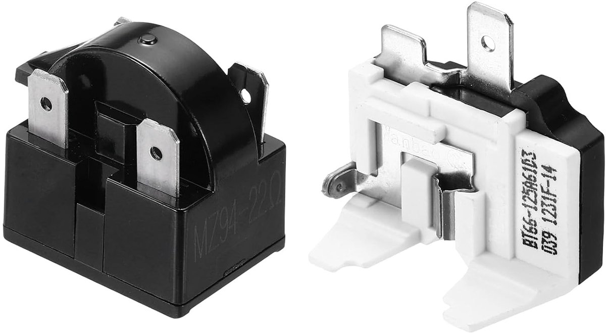 SnelShoppen - 3 Pin Starter Relay Set voor Koelkast, 12 Ohm Compressor Overload Bescherming, Geschikt voor Mini Koelkasten, Bierkoelers en Vrieskisten
