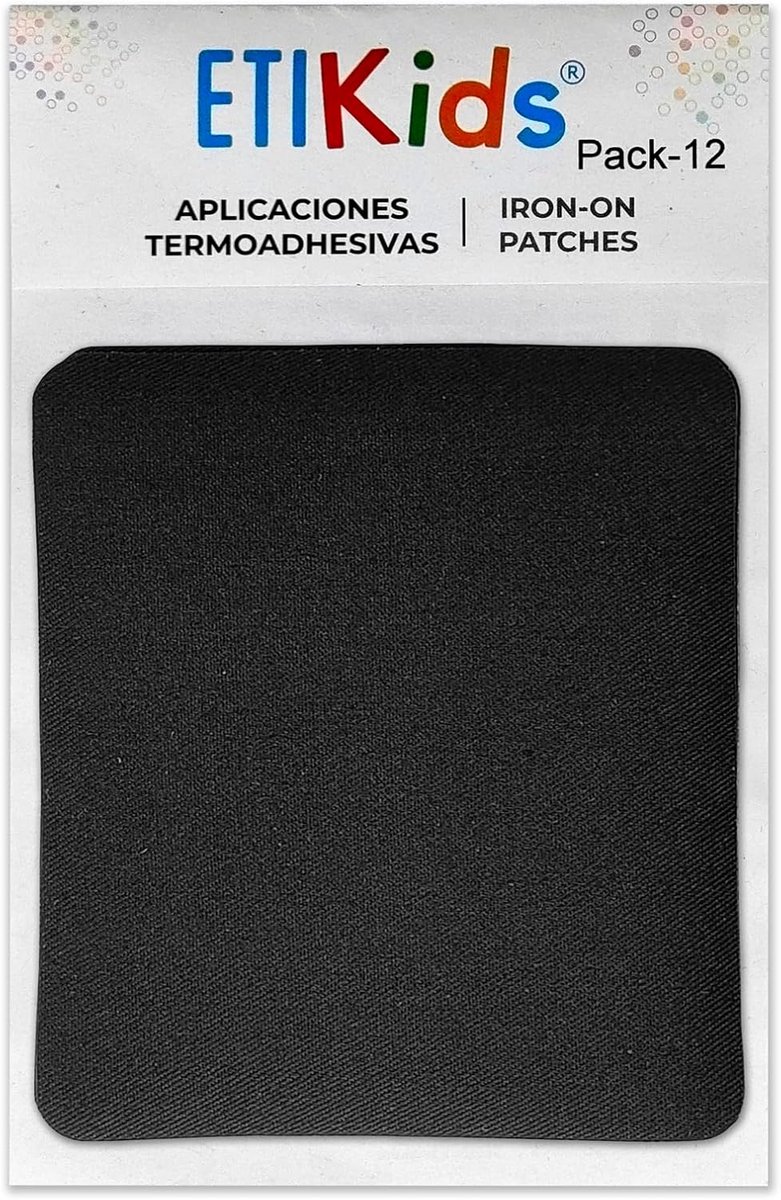 SnelShoppen - 12 Zwarte Strijkpatches voor Kleding, Reparatie en Decoratie, 8.7 x 10 cm, Ideaal voor Binnen en Buiten, Eenvoudig te Gebruiken
