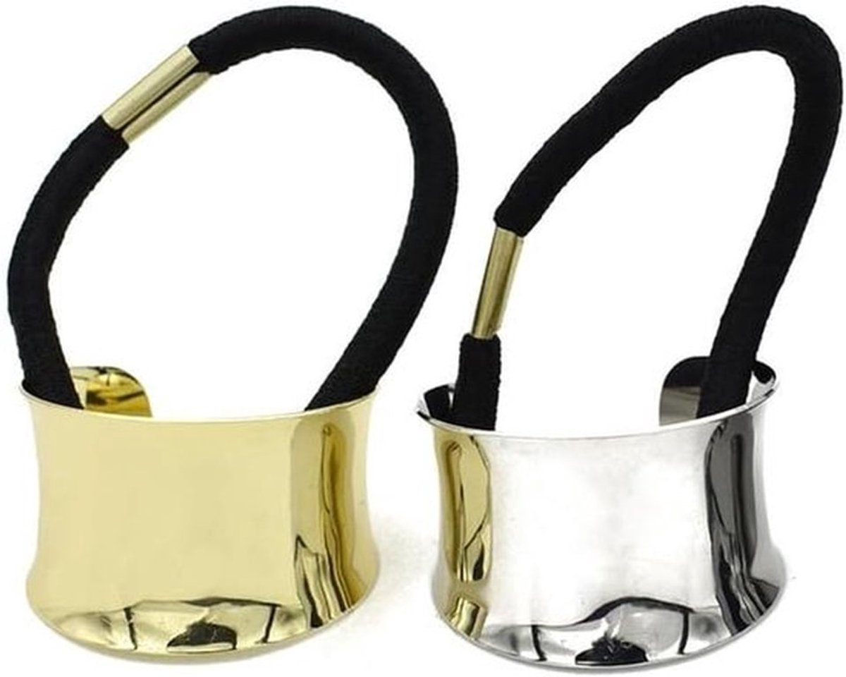 Punk Metalen Cirkel Haar Manchet Elastische Haarbanden Wrap - Haaraccessoires in Goud en Zilver