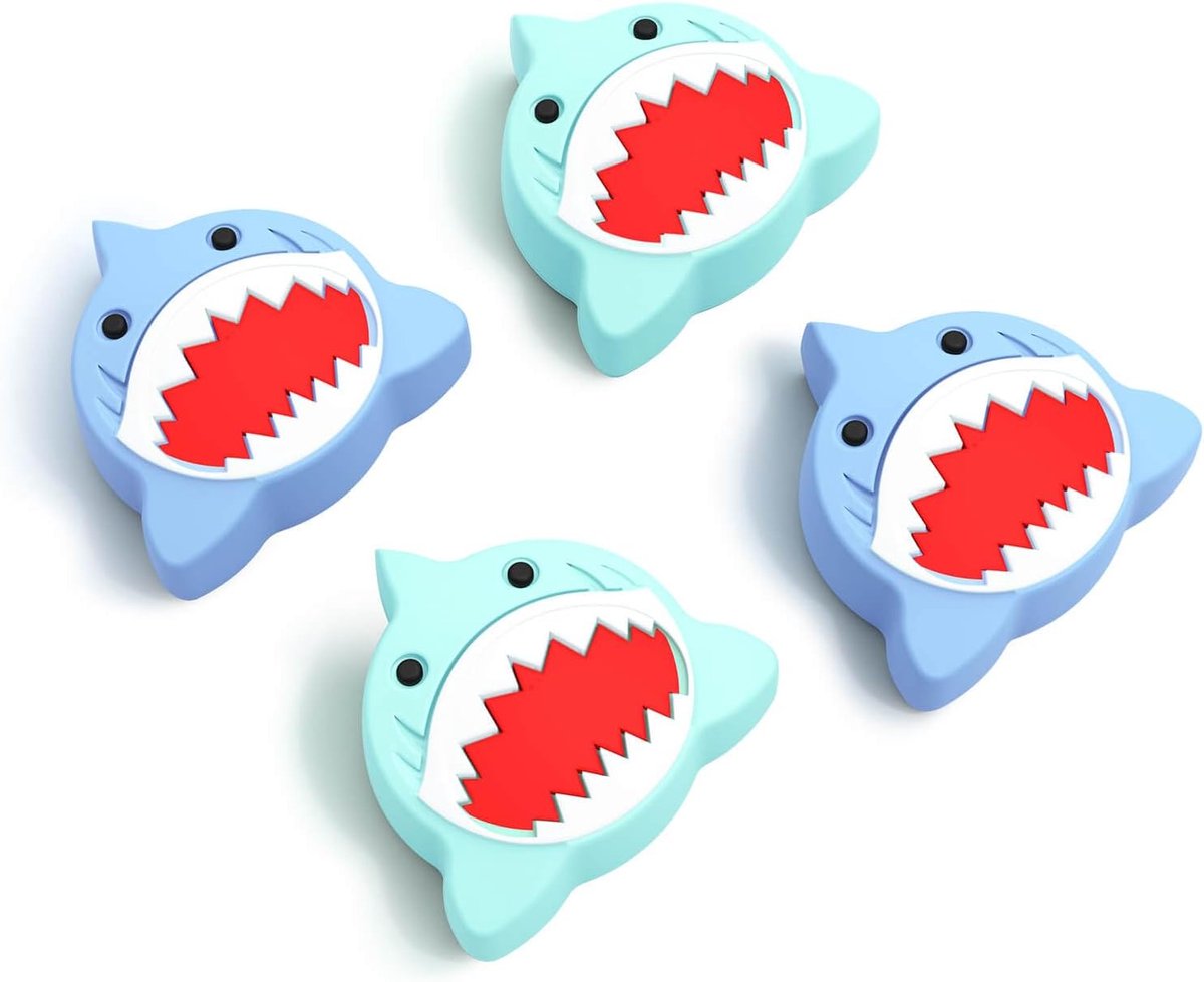 SnelShoppen - Joystick Caps voor Nintendo Switch 2, 4 Stuks Shark Thumb Grips, Silicone Antislip Stick Caps, Speelse Cartoon Ontwerp voor Kinderen en