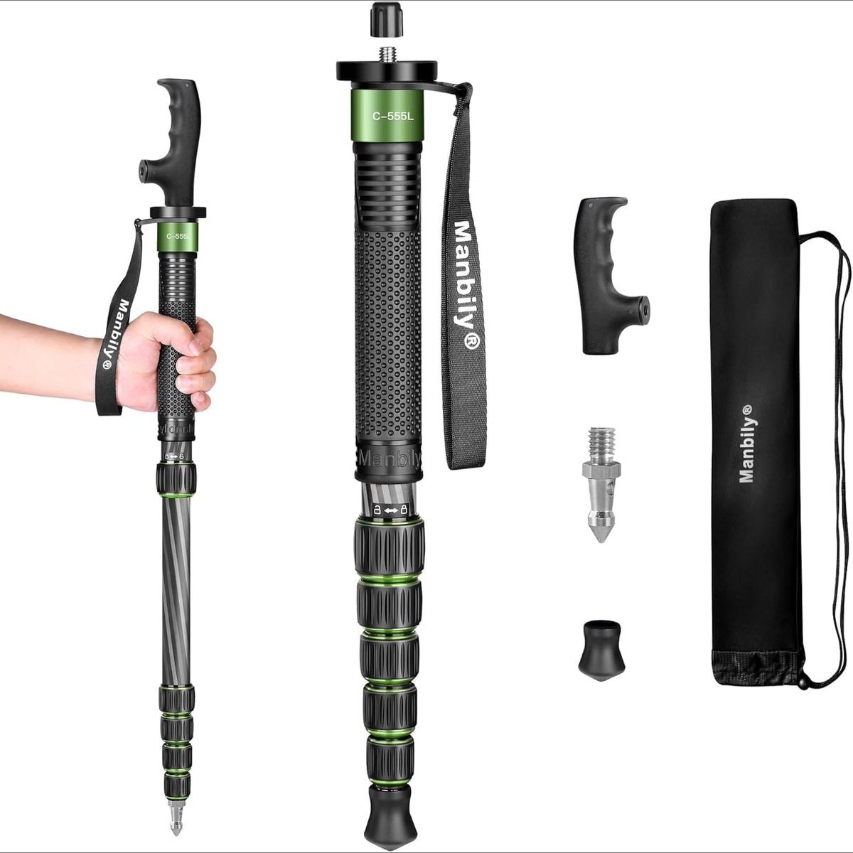 SnelShoppen - Camera Stand Monopod Carbon Fiber 61 Inch 6 Sections Portable Unipod voor DSLR Video Camcorder 7kg Sterk en Duurzaam