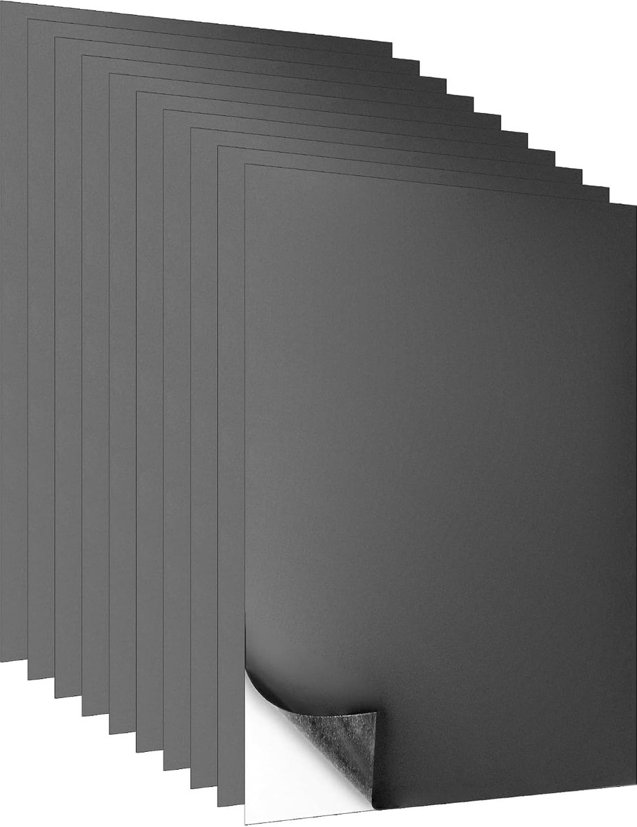 SnelShoppen - 10x A4 Magnetische Zelfklevende Folies 0.6 mm Dikte Zwart voor Creatief Gebruik, Koelkast Magneten, Foto's en Knutselen